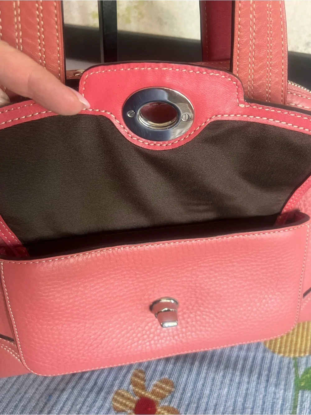 Coach Pink Hampton Satchel Bag with Turnlock